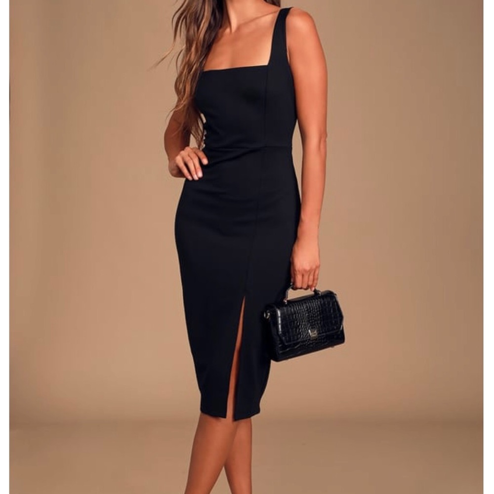 Black sleeveless Bodycon midi dress